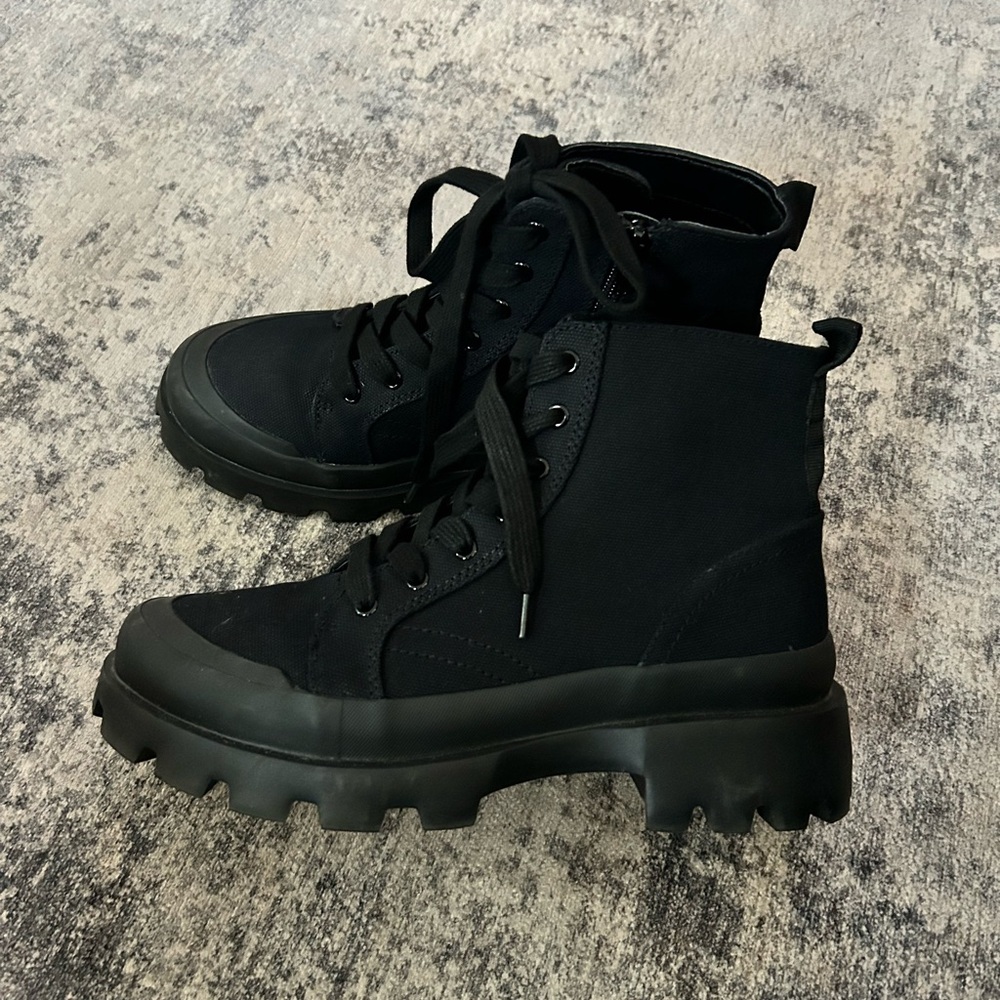 Women's Black Lace-Up Boots